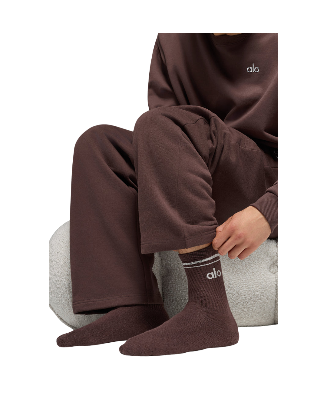 Calcetas ALO Unisex Half-Crew Throwback | Brownstone & Blanco