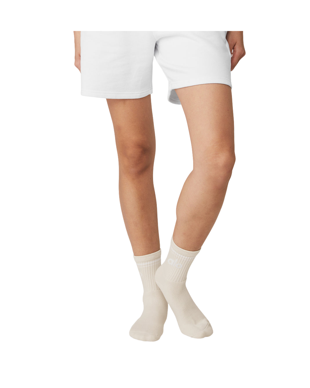 Calcetas ALO Unisex Half-Crew Throwback | Bone & Blanco