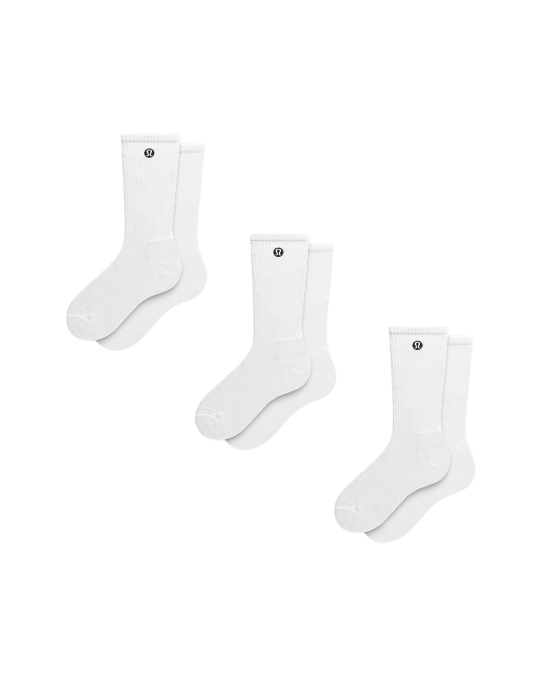 Calcetines Lululemon unisex Daily Essential tipo crew Paquete de 3 | Blanco
