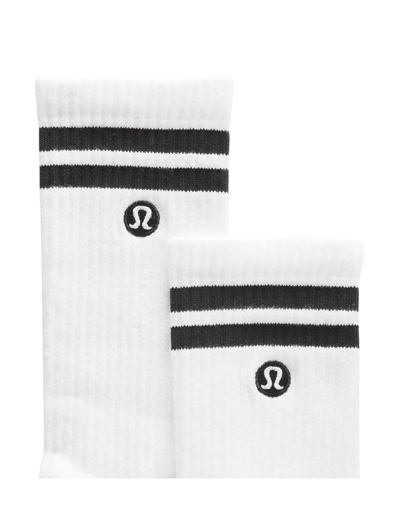 Calcetines Lululemon unisex Daily Essential tipo crew con rayas | Blanco