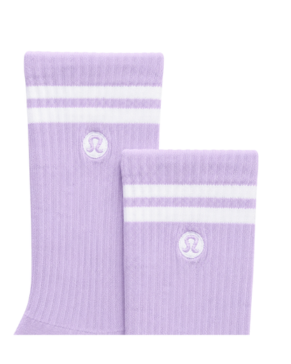 Calcetines Lululemon unisex Daily Essential tipo crew con rayas | Lila