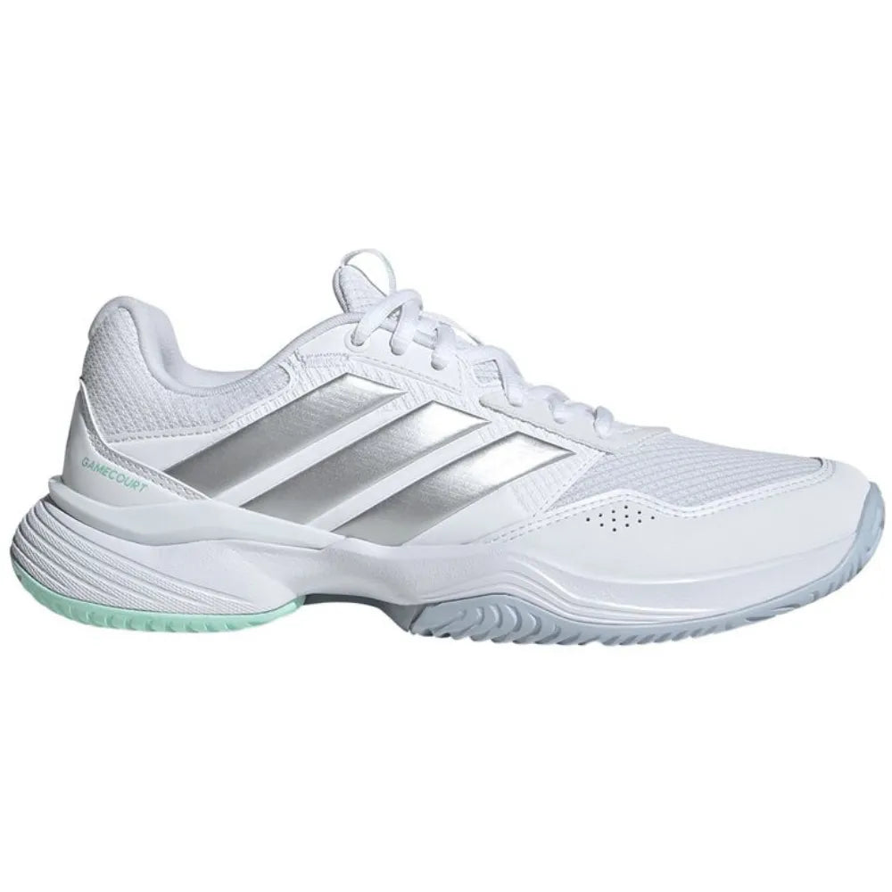 TENIS ADIDAS GAMECOURT 3 PARA MUJER BLANCO PLATA AZUL PARA TENIS